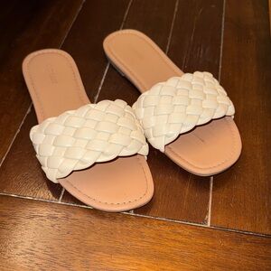 Old Navy Braided Cream Slide Sandals